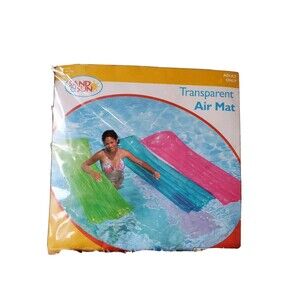 Sand & Sun Transparent Blue Air Mat for Pool Outdoor Adult Water Toy Summer NEW